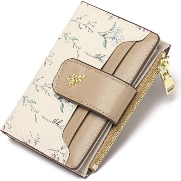 Small Wallets Zipper Pocket Beige Khaki
